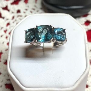 Sterling Silver Large Tourmaline Ring size 10